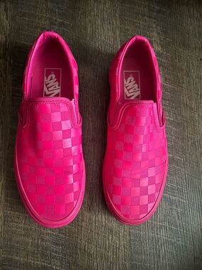 Vans Pink Checkerboard Slip-On Sneakers